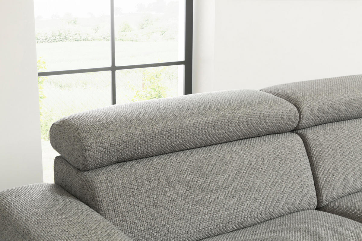 WOHNLANDSCHAFT RISO Grau Webstoff - Schwarz/Grau, Textil (331/81/240cm) - KAWOLA