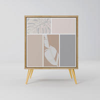 SIDEBOARD TROPICAL SHAPES, Eichefarben, 57,5x42x75,5 cm, Goldfarbene Metallfüße - Eichefarben/Goldfarben, Holzwerkstoff/Metall (57.5/75.5/42cm) - SpaceRebels