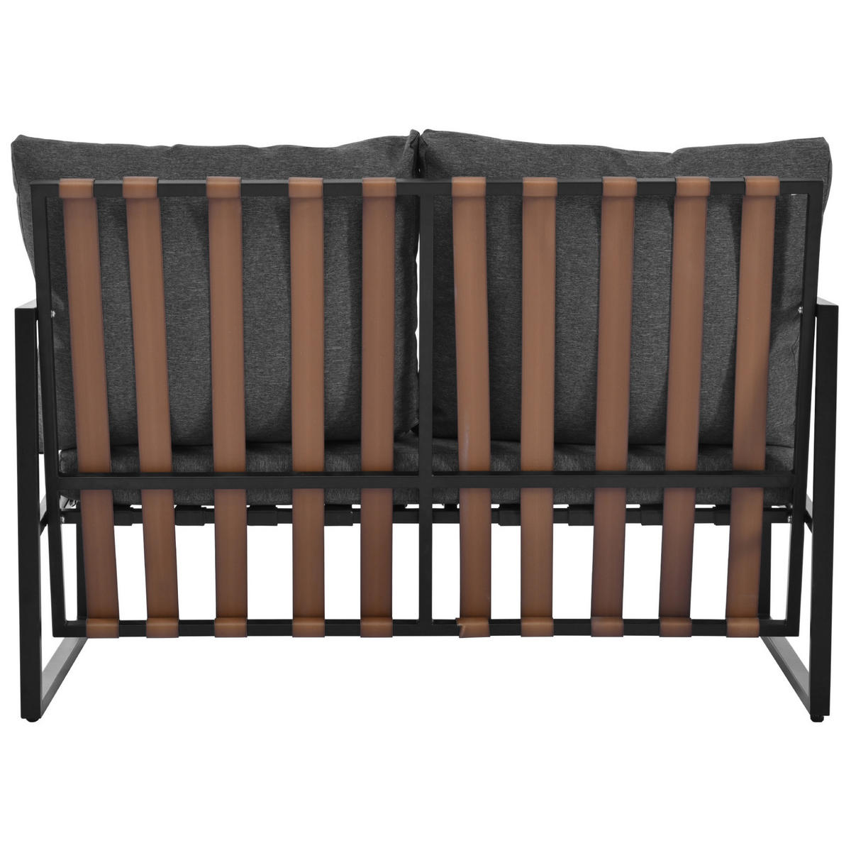 GARTENLOUNGE für 4 Personen mit Couchtisch, Ablage, waschbaren Kissenbezügen und Hartglasplatte, Schwarz - Schwarz, Kunststoff - Redom