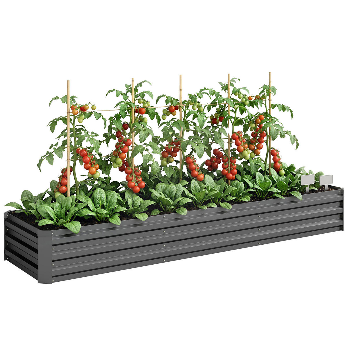 HOCHBEET DE-12212 rechteckig 240/60/30 cm mit offenem Boden Dunkelgrau - Dunkelgrau, Metall (240/30/60cm) - ComfortXL