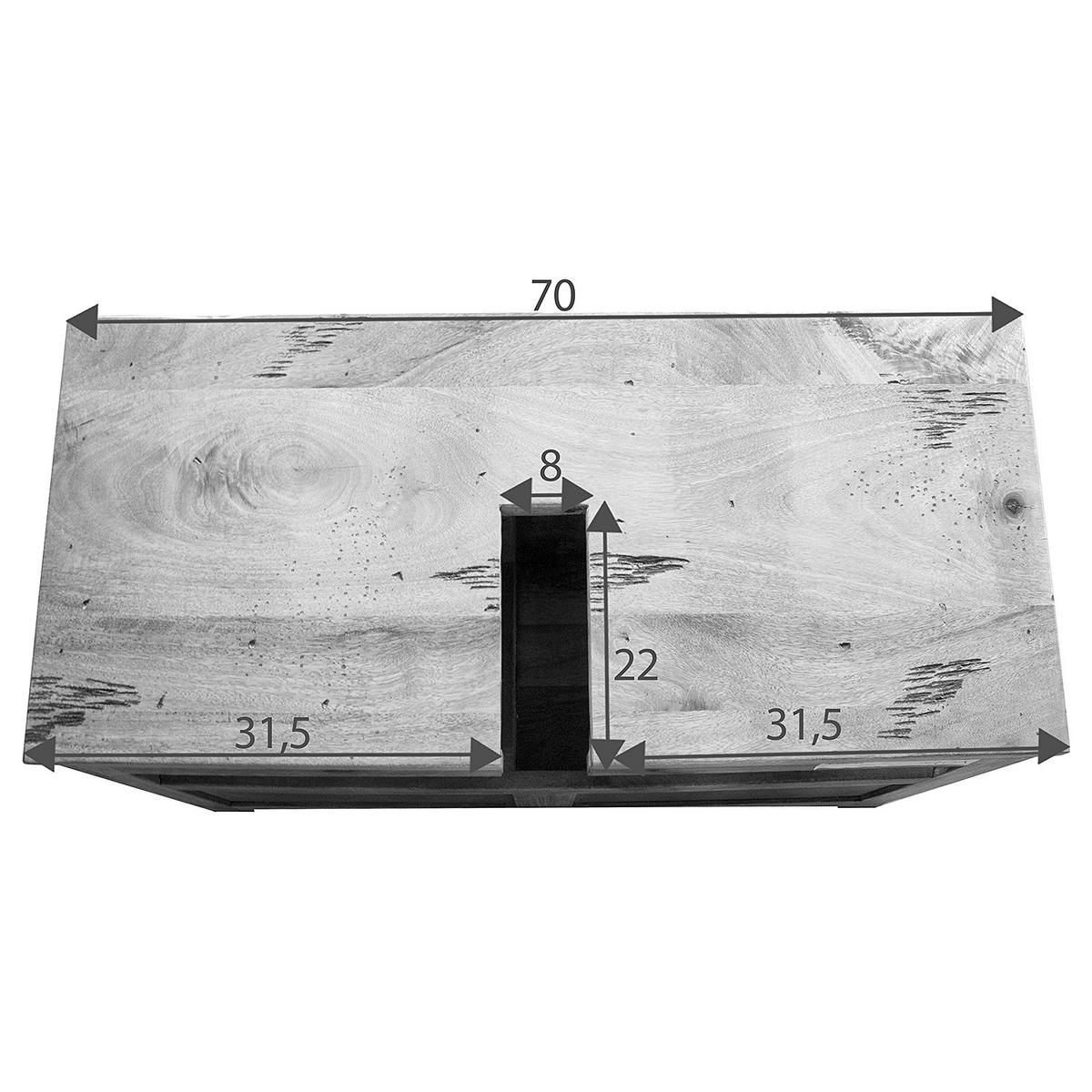 WASCHBECKENUNTERSCHRANK - Mango massiv / Eisen - Mango / Schwarz - Braun, Holz/Metall (70/60/40cm) - home24