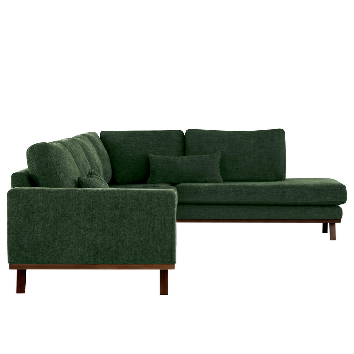ECKSOFA mit Ottomane - Dunkelgrün/Buchefarben, Buchenholz/Textil (287/219cm) - home24