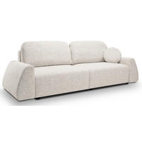 SCHLAFSOFA Moderne ALMI mit Schlaffunktion – 3-Sitzer Sofa mit Bettkasten, DL-Automat, 2 Rückenkissen, 260x100x80 cm, Beige - Beige, Holz/Textil (260/80/100cm) - DomoHome