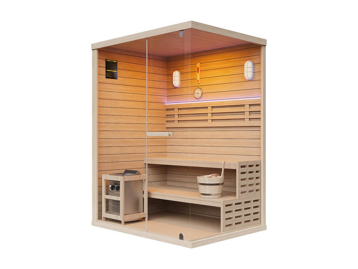 FINNISCHE Sauna - 3 Personen - Holz, Platte - Naturfarben Hell - - Naturfarben, Holz (150/200/120cm) - Vente-Unique