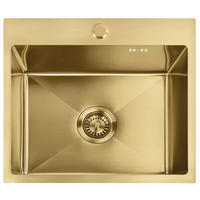 EDELSTAHLSPÜLE Rea Leo 50 Brush Gold ohne Küchenarmatur - Goldfarben, Metall (45/19/45cm) - REA