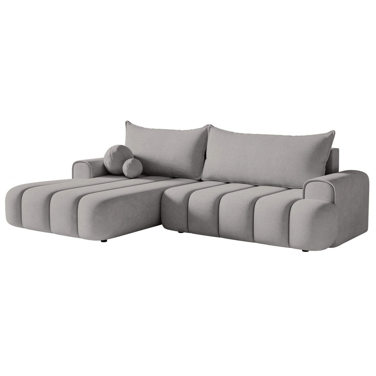 ECKSOFA Dandelino Grau mit Samtbezug, links - Schwarz/Grau, Kunststoff/Textil (271/172cm) - Selsey