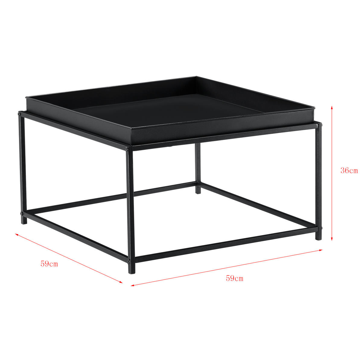 BEISTELLTISCH Lipizza - Schwarz, Metall (59/59/36cm) - [en.casa]