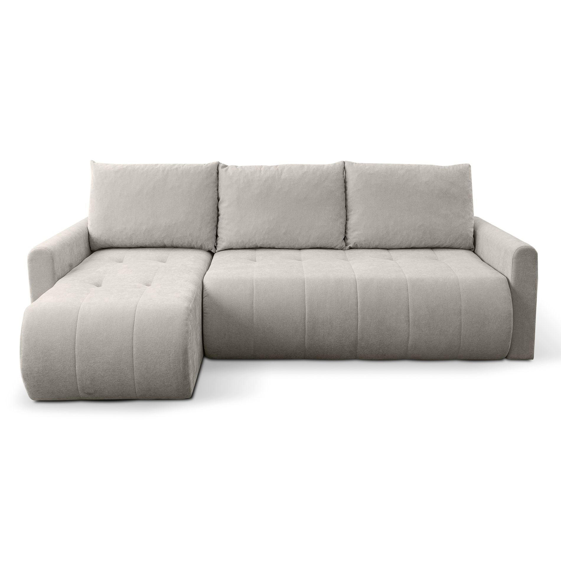 ECKSOFA Timmone Hellbeige Chenille 230 cm - Ecru/Schwarz, Kunststoff/Textil (230/149cm) - Selsey