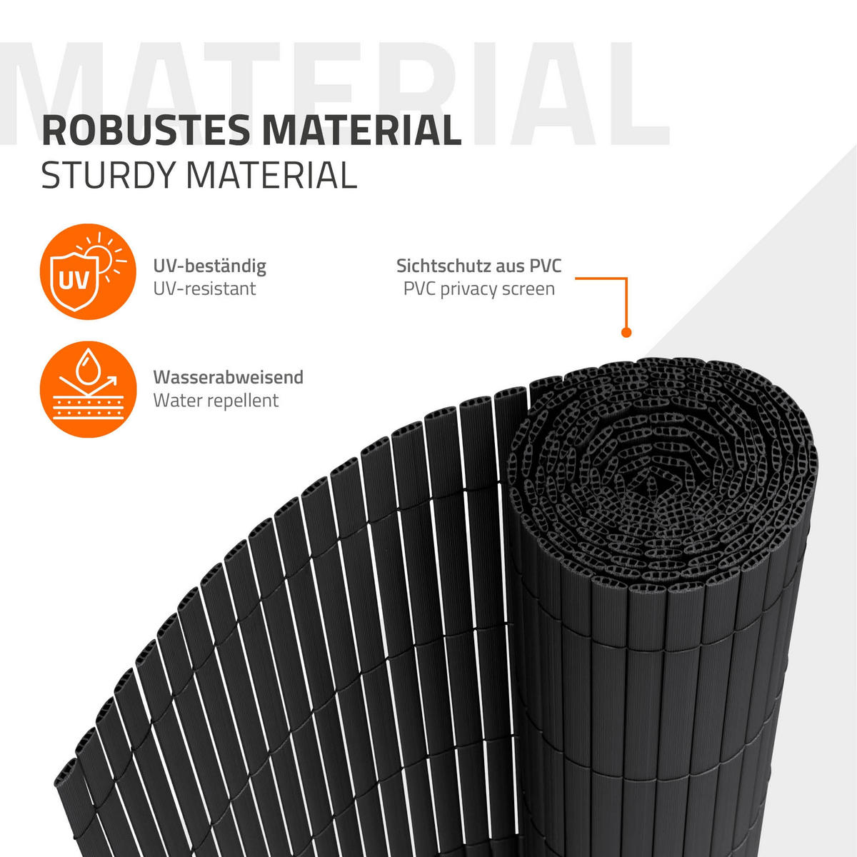 SICHTSCHUTZZAUN 2er Set - Anthrazit, Kunststoff (500/100cm)