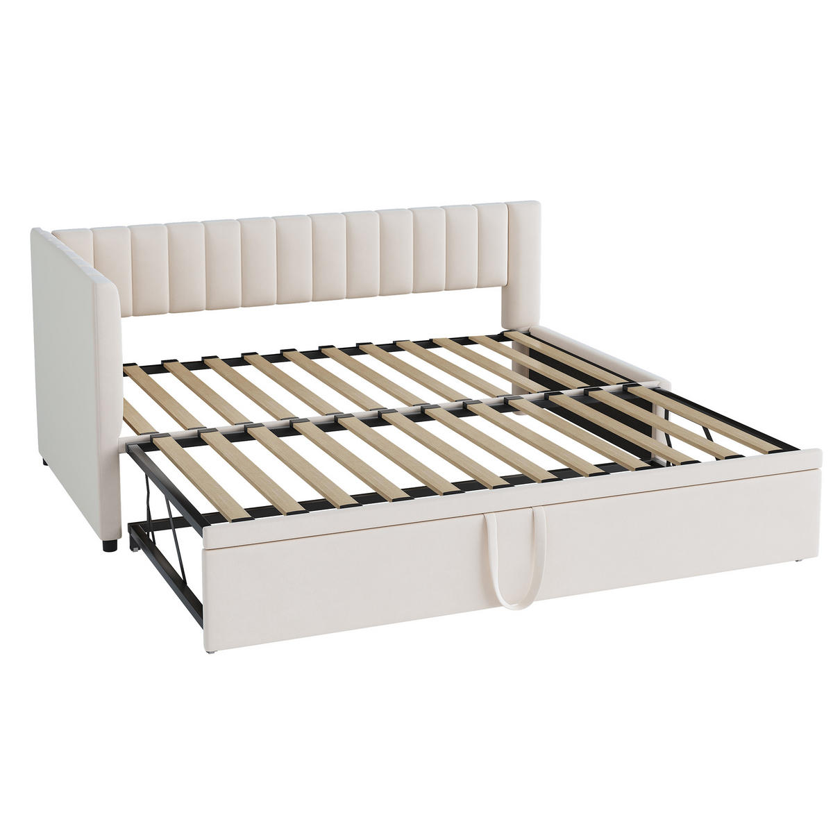 AUSZIEHBETT 90/180/200 cm DE-01921, in Beige, mit L-förmigem Design - Beige, Holzwerkstoff (90/200cm) - ComfortXL
