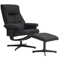 RELAXSESSEL mit Hocker, Gepolstert Fernsehsessel mit Liegefunktion, Schwarz - Schwarz, Textil/Metall (81/102/74cm) - HOMCOM