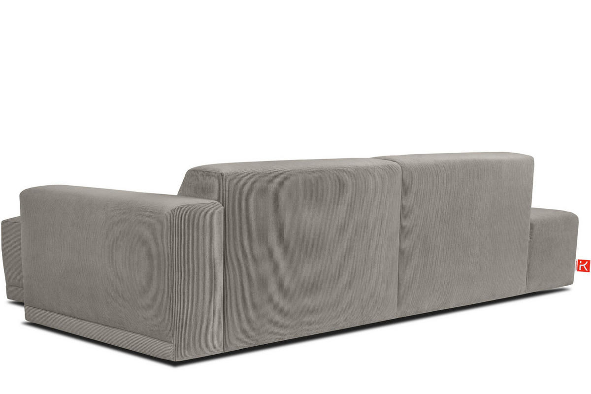ECKSOFA-RECHTS MUDI in moderner Optik mit hochwertigem Kaltschaum, Cord-Stoff, hellgrau - Hellgrau/Schwarz, Textil (280/160cm) - KONSIMO®