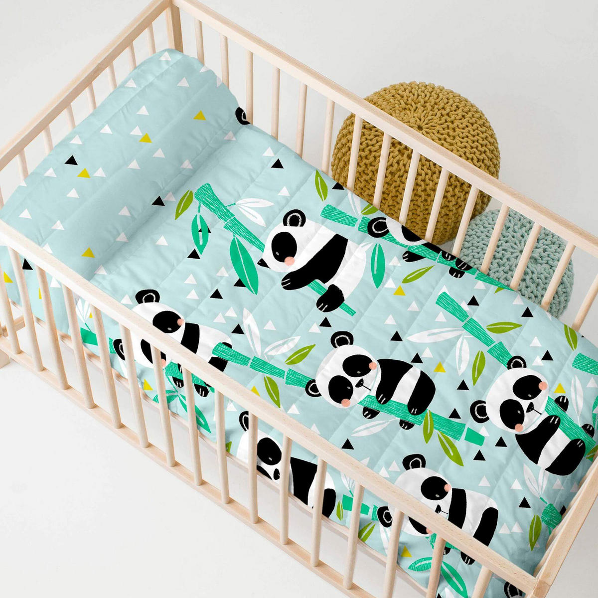 TAGESDECKE panda garden blue 100x130 cm (kinderbett) blau - Blau, Textil (100/130cm) - Happy Friday