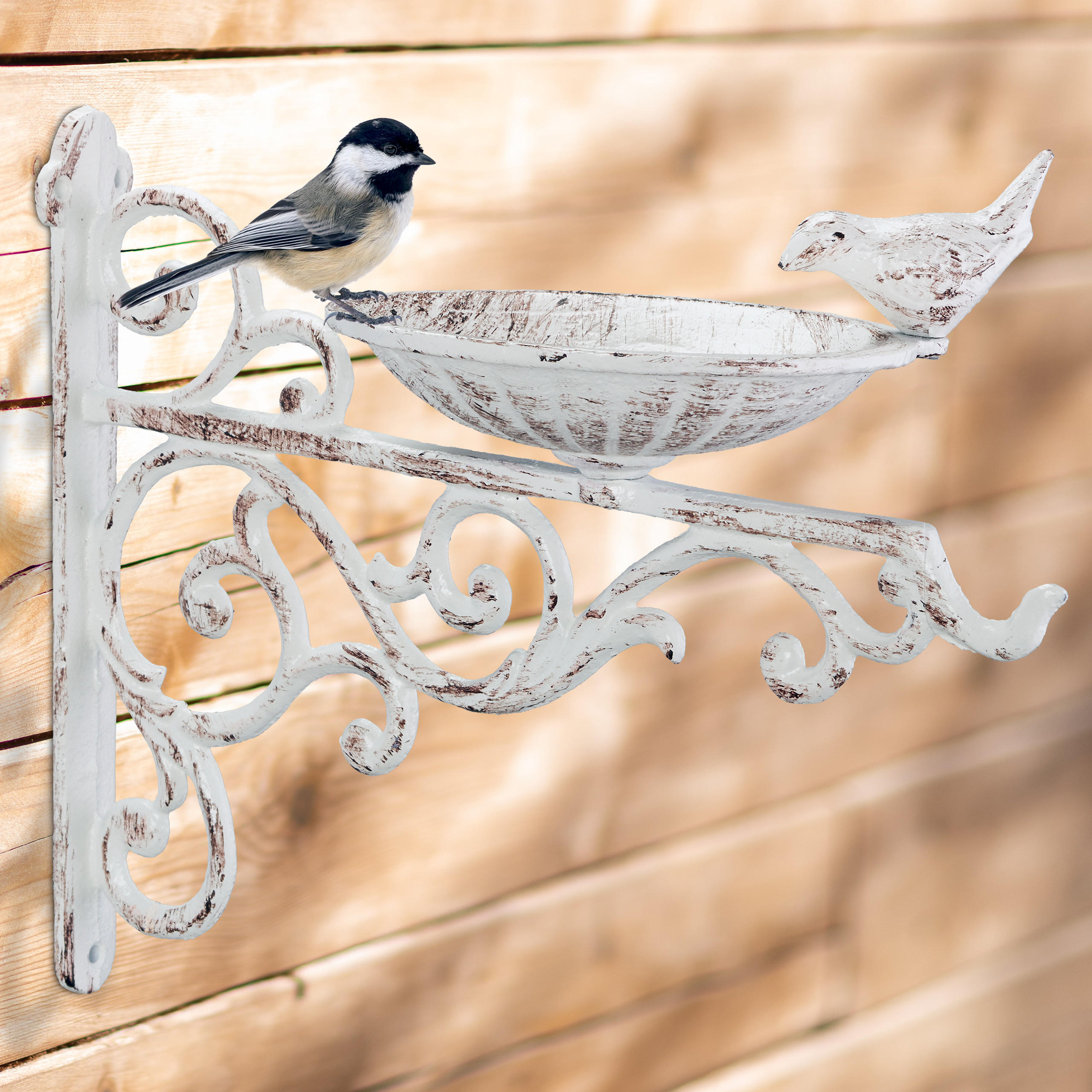 VOGELTRÄNKE - Weiß, Metall (28/24/14cm) - Relaxdays