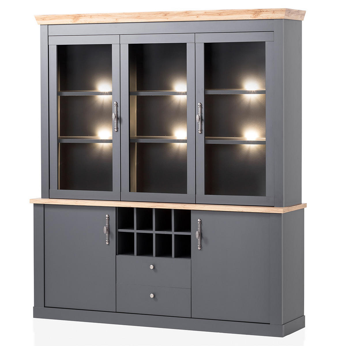 BUFFET Cesena-61 - Anthrazit, Holzwerkstoff (184/205/44cm) - Lomado