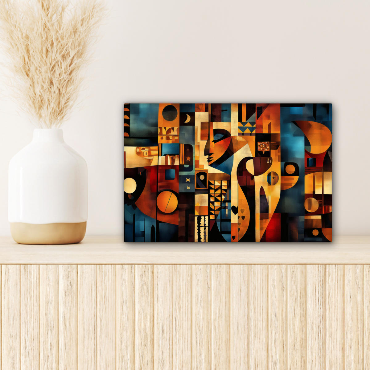 LEINWANDBILD Figuren - Abstrakt - Symbole 30x20 cm - Terracotta, Textil (30/20cm) - MuchoWow