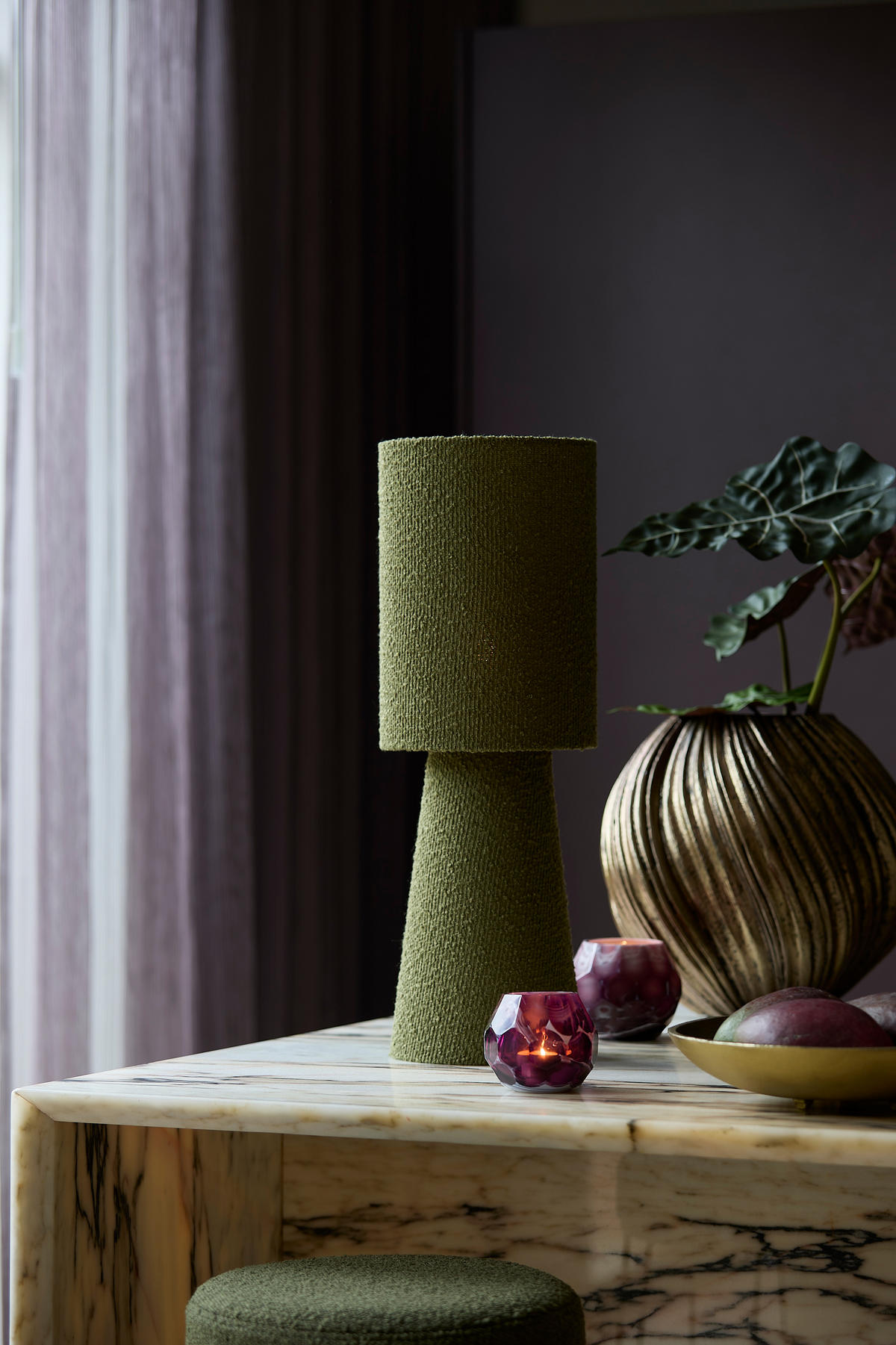 TISCHLAMPE Mikkel Grün Ø20/58 cm - Grün, Textil (20/20/57.5cm) - Light & Living