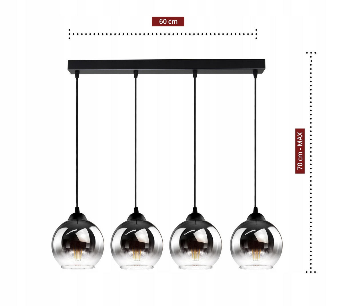PENDELLEUCHTE MASUR - Transparent/Anthrazit, Glas/Metall (15/80/80cm) - kiki design