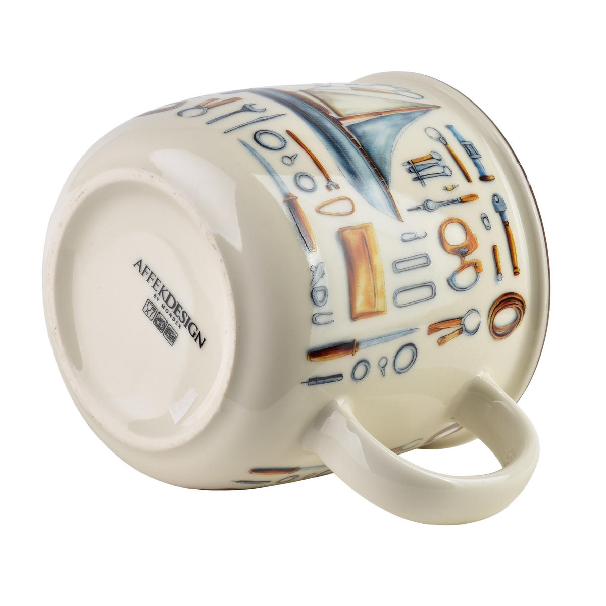 HRNEK Norman, 9,6x13x9,3cm, porcelán, bílý - hnědá, keramika (0.45L) - Mondex