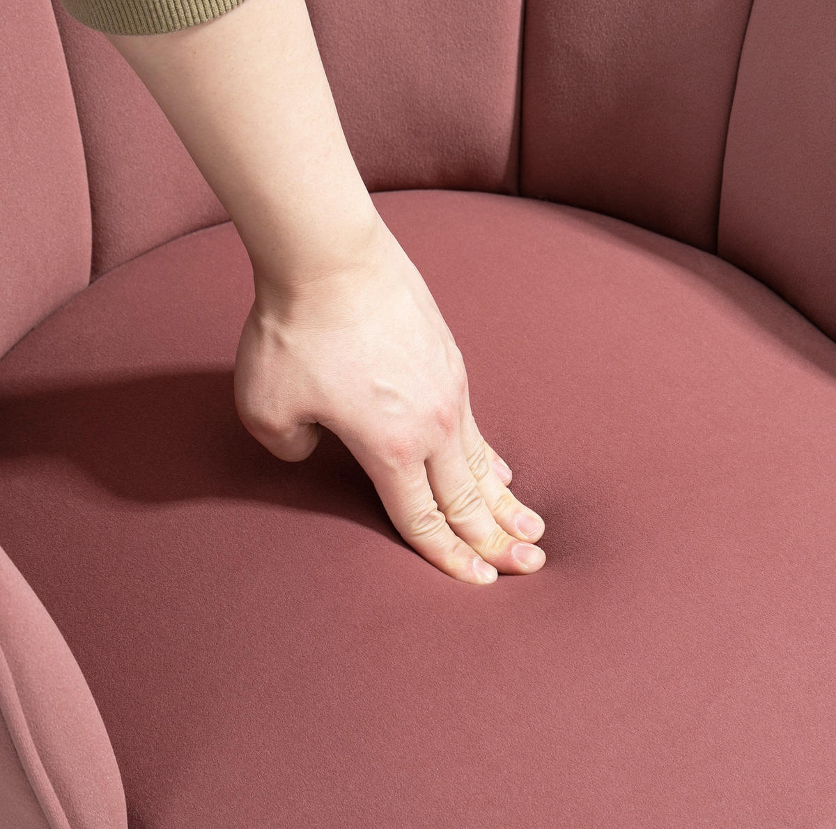 POLSTERSESSEL 66/66/78,5 cm in Rosé mit Samtoptik und Holzbeinen - Pink, Kunststoff (66/78.5/66cm) - BEAOK