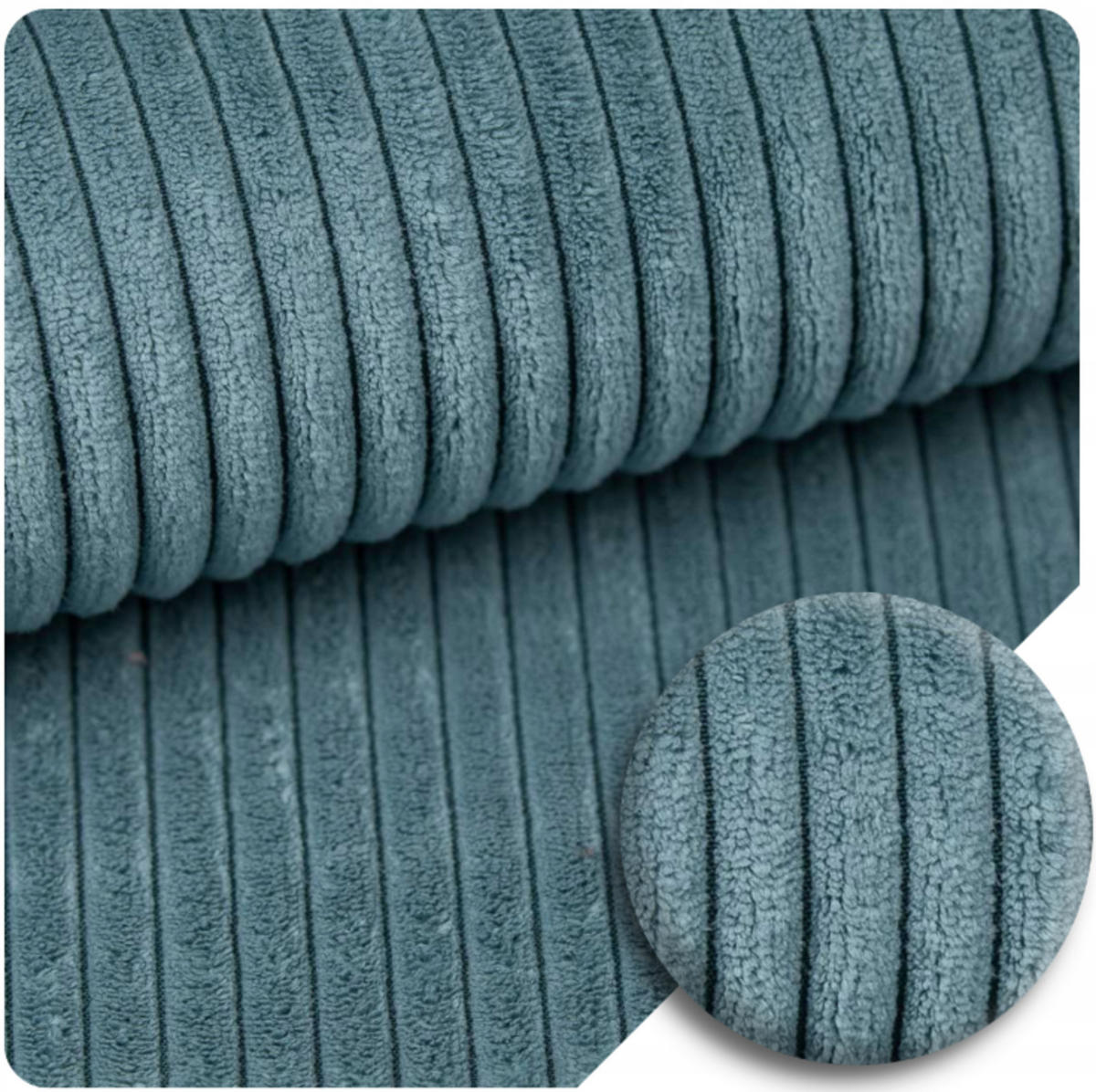 ECKSOFA Cord 300 x 200 cm Türkis mit Schlaffunktion - Türkis, Textil (300/200cm) - SURB