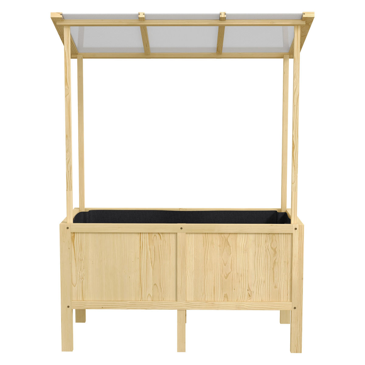 HOCHBEET 110/60/140 cm Natürliche Holzfarbe mit Vliesstoff und Deckel - Naturfarben, Holz/Metall (60/152/110cm) - Oxeza