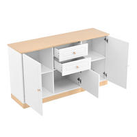 SIDEBOARD 135,5/39/76 cm weiß in Holzoptik aus Spanplatte mit 3 Türen und 2 Schubladen - Weiß, Holzwerkstoff (135.5/76/39cm) - OKWISH