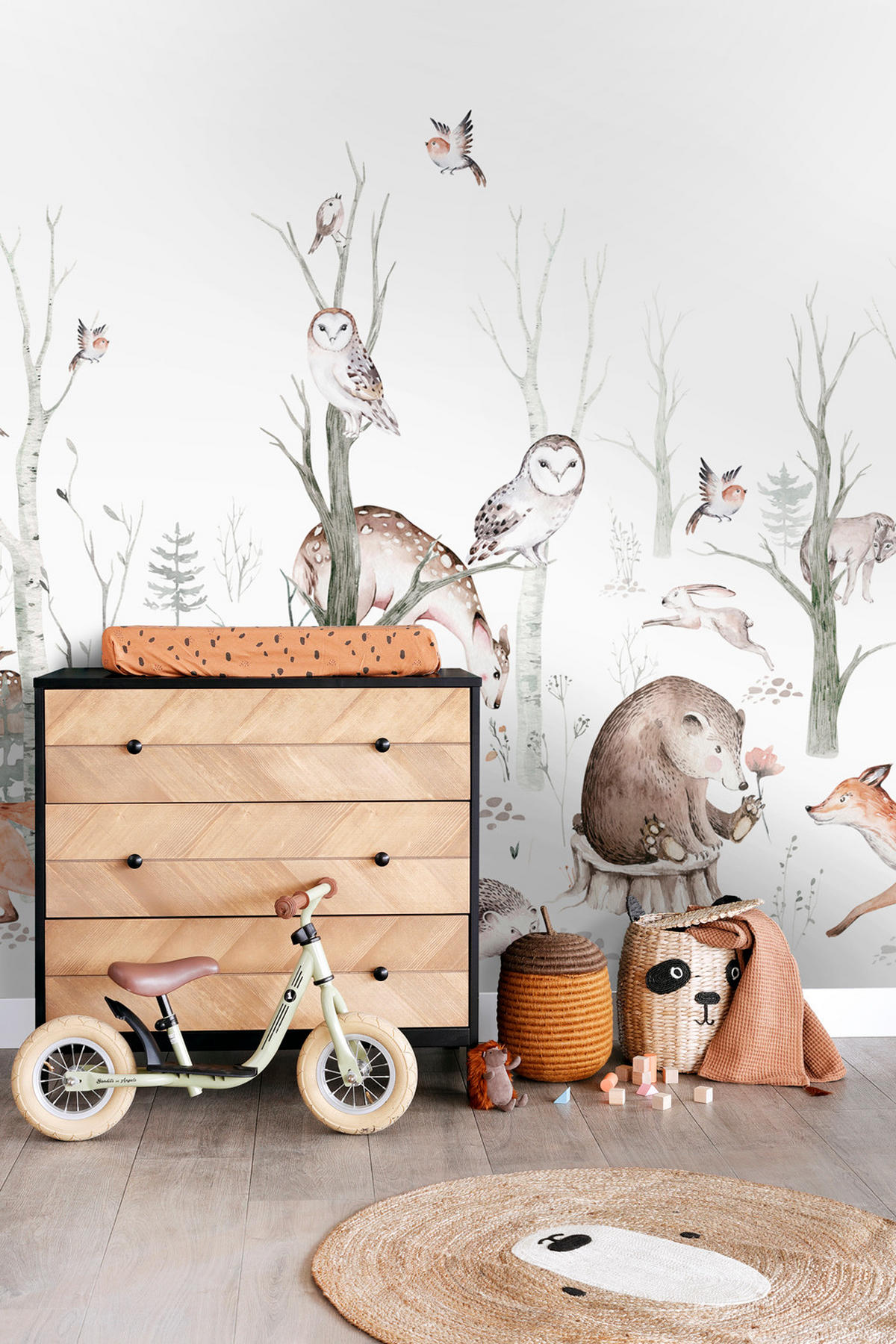 FOTOTAPETE vintage Waldtiere 250 x 279 cm - Braun, Papier (250/279cm) - ESTAhome