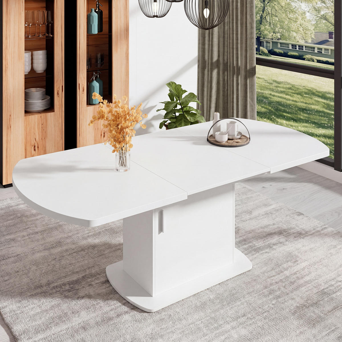 ESSTISCH 140/200x80x75 cm ausziehbar in Weiß/Silber mit Stauraum - Silberfarben, Holzwerkstoff (80/200/75cm) - BEAOK