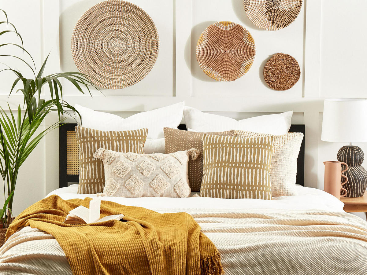 DEKOKISSEN Sandbeige 45/45 cm Salix - Beige, Naturmaterialien/Textil (45/45cm) - Beliani