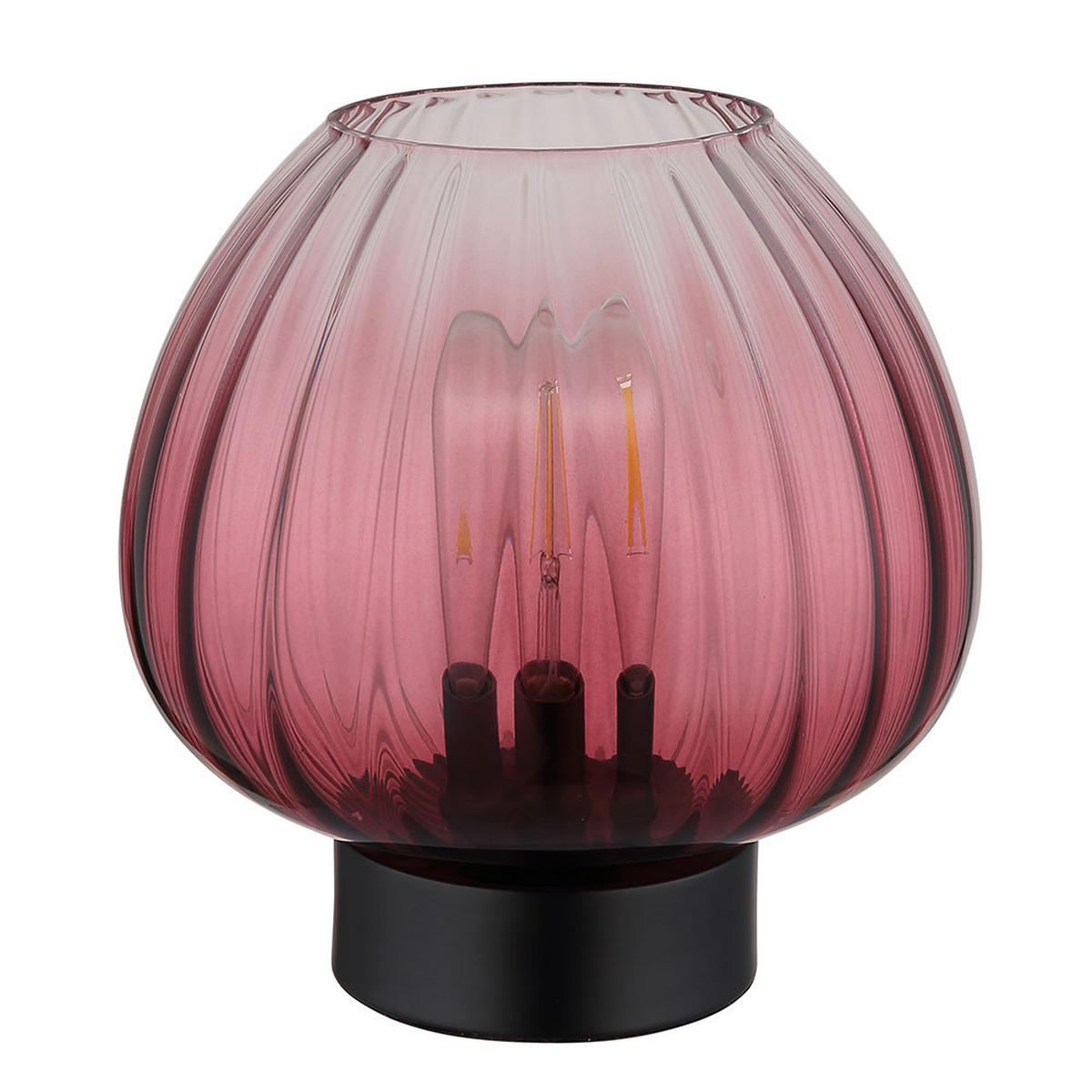 TISCHLEUCHTE SOLVEIG, Glas, rot/schwarz matt, Kabelschalter - Rot, Glas (23/23/23.5cm) - Globo Lighting