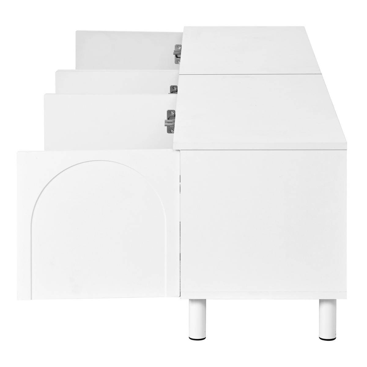 LOWBOARD Weiß 180/38/45 cm, 5 Türen, Metallfüße, Bogen-Design - Weiß, Holzwerkstoff (180/45/38cm) - PANGIVO