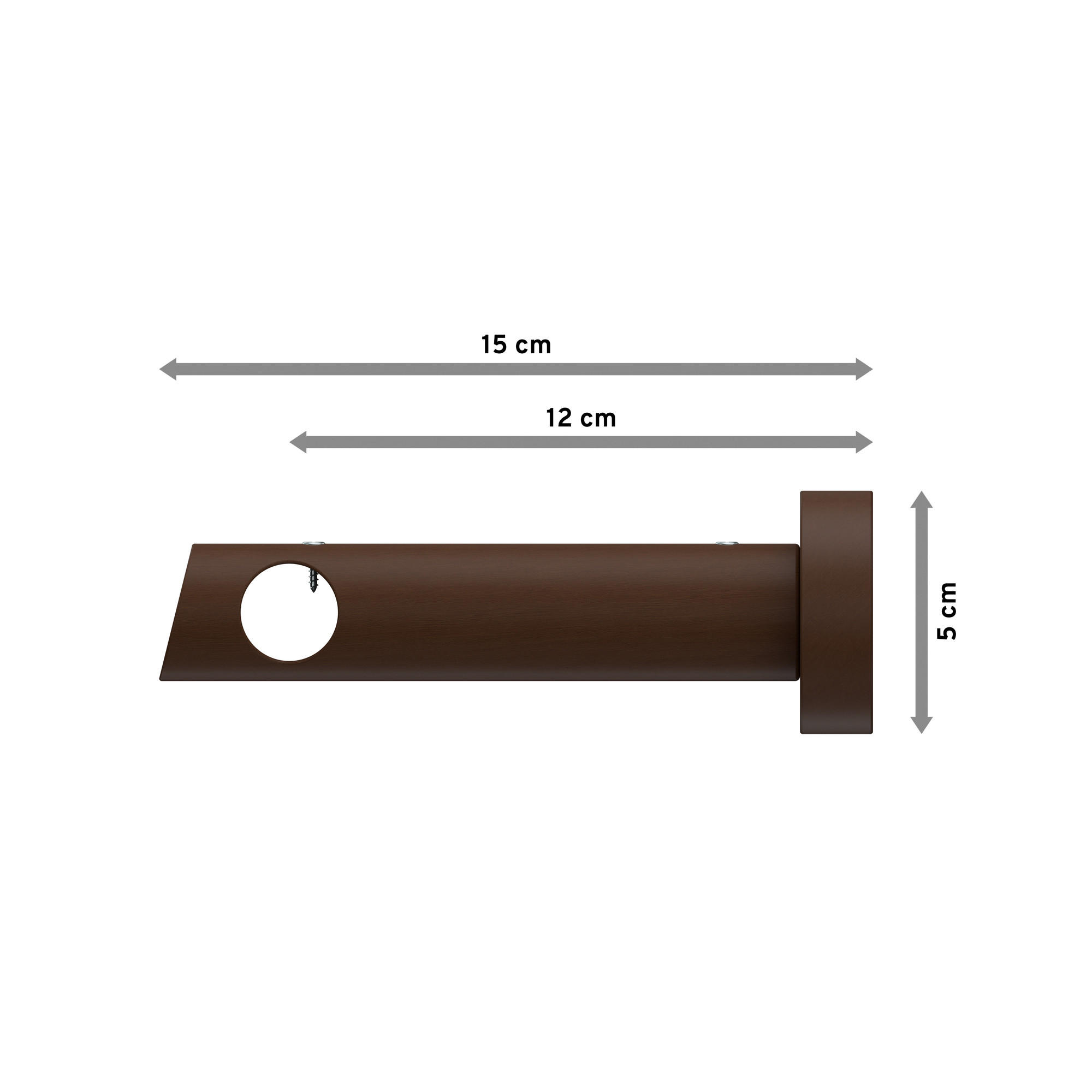 TRÄGER FÜR GARDINENSTANGEN 20 mm Ø, Talena 1-läufig, Nussbaum - Nussbaumfarben, Holz (15/5.3/5.3cm) - INTERDECO