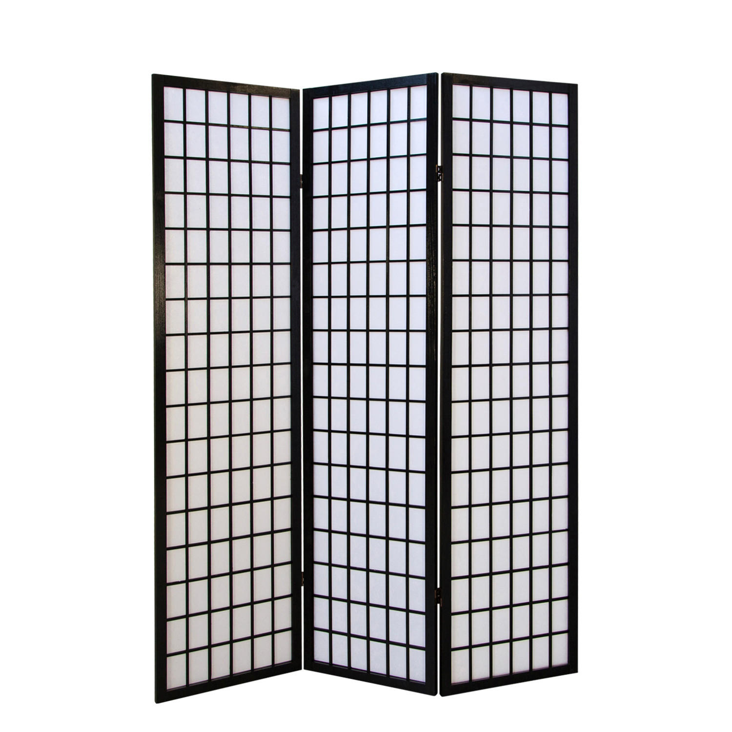 PARAVENT 3-tlg. 132/175 cm Schwarz Shoji - Schwarz, Holz (132/175/2cm) - Homestyle4u