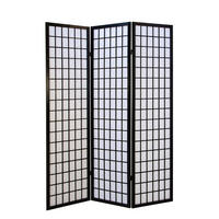 PARAVENT 3-tlg. 132/175 cm Schwarz Shoji - Schwarz, Holz (132/175/2cm) - Homestyle4u