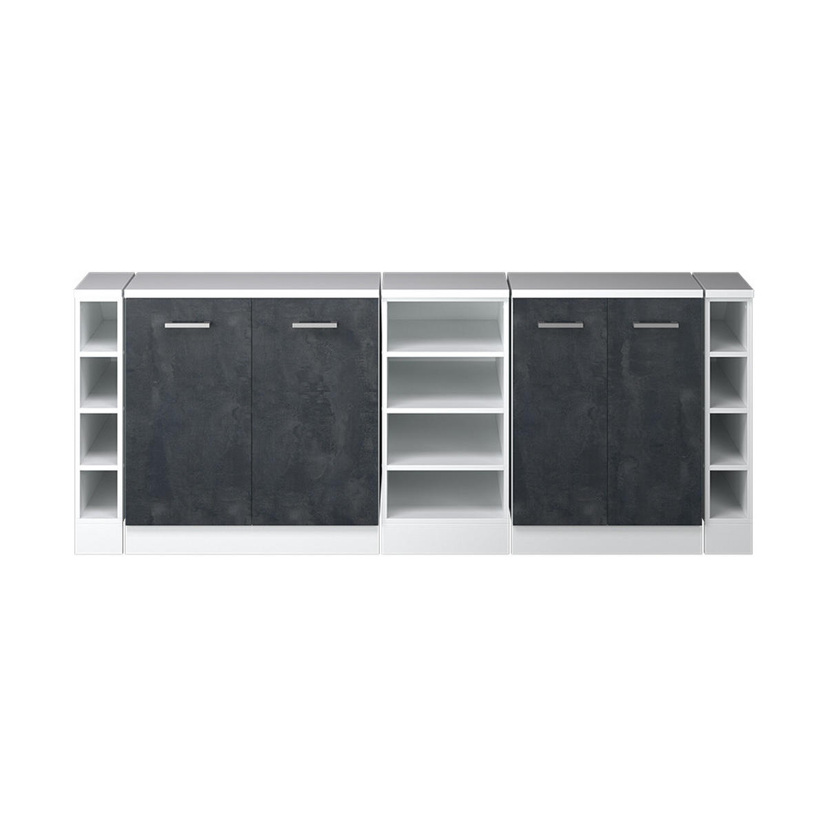 KUHINJSKI ORMAR ZA KOSINE KROVA R-Line Crni Beton 210 cm Set od 5 ormarićnih korpusa, dubina 60 cm - bijela/crna, drvni materijal (210/83.8/60cm) - Vicco