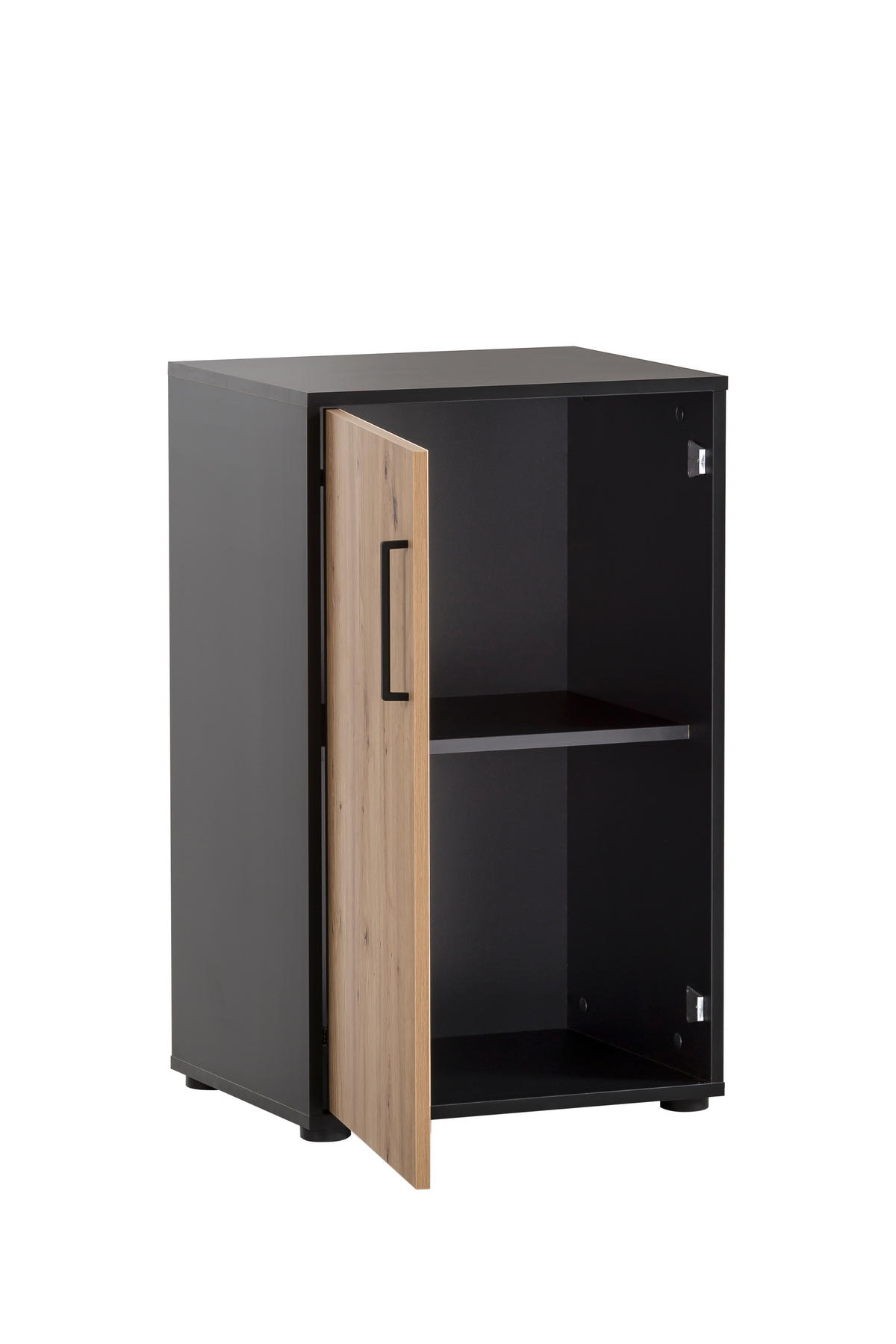 AKTENSCHRANK Raven Small 84x51x41 cm Eiche/Schwarz - Schwarz, Holz (51/84/41cm) - PROREGAL