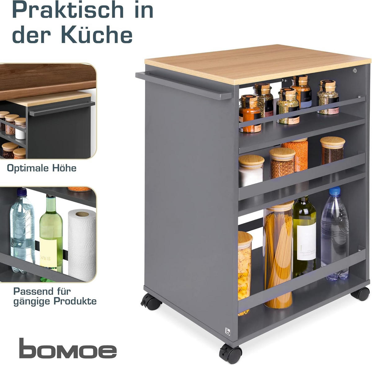 UNIVERSALWAGEN Bengt Anthrazit-Eiche - Rostfarben/Anthrazit, Naturmaterialien/Metall (38/79/50cm) - BoMoe