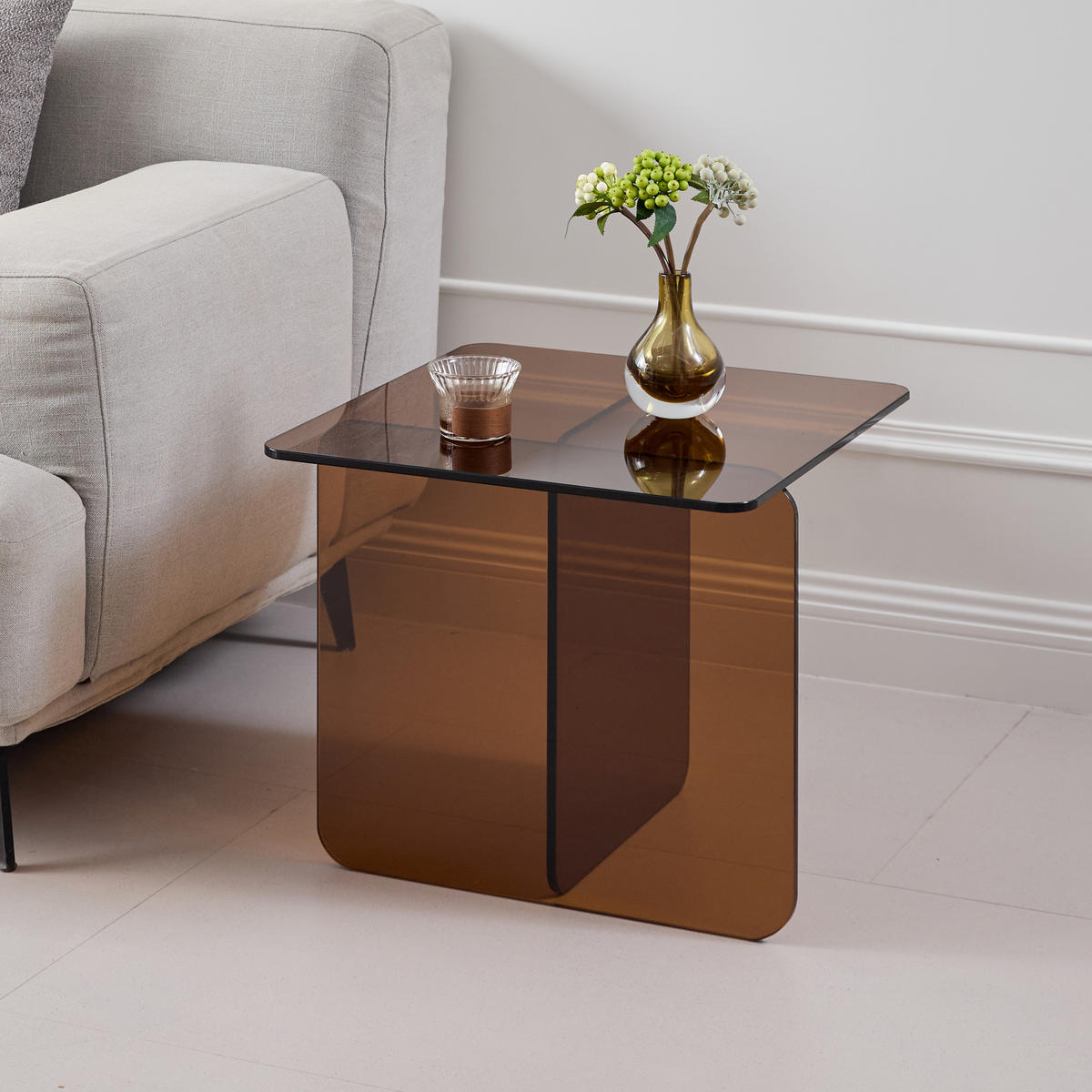 BEISTELLTISCH Braun 45/45/51 cm aus Glas - Braun, Glas (45/45/51cm) - PANGIVO
