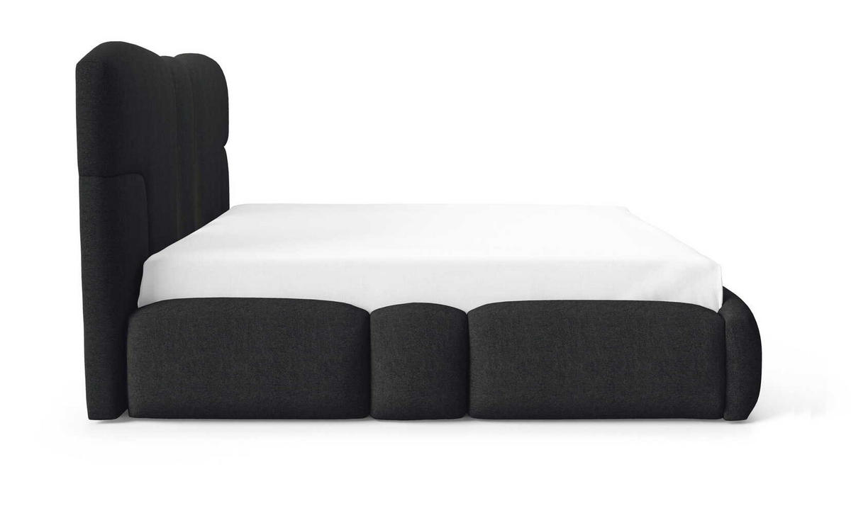 POLSTERBETT 180x200 Safron mit LED, Metall-Lattenrost, Schwarz - Schwarz, Holz/Textil (180/200cm) - Emporius