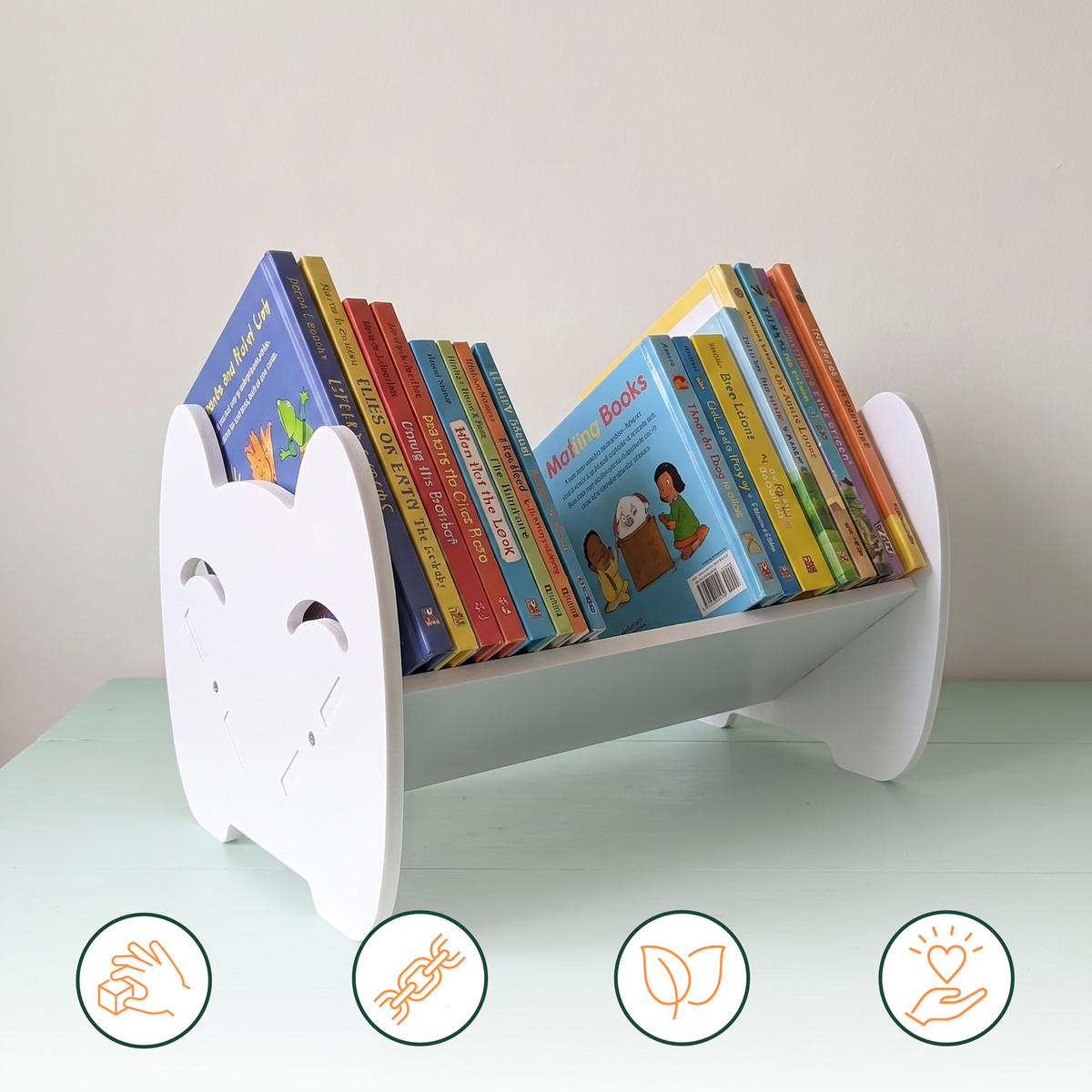 BÜCHERREGAL Weiß Kinder Katzendesign PVC 32 cm - Weiß, Kunststoff (32/19.5/21.5cm) - Relaxdays