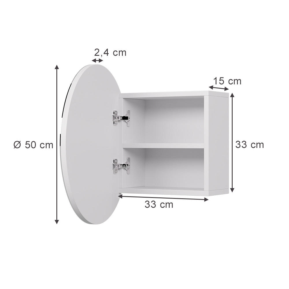 BADSPIEGELSCHRANK Loki Weiß 50 x 50 cm mit 2 Fächern - Weiß, Holzwerkstoff (50/50/17.4cm) - Vicco