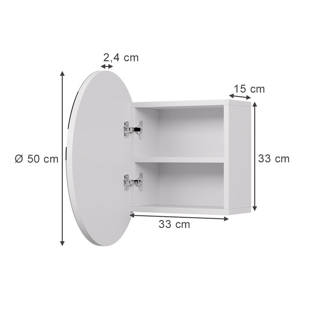 BADSPIEGELSCHRANK Loki Weiß 50 x 50 cm mit 2 Fächern - Weiß, Holzwerkstoff (50/50/17.4cm) - Vicco