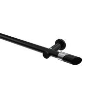 GARDINENSTANGEN-SET Platon Verano 420 cm (geteilt in 3 x 140 cm), 1-läufig (ohne Ringe), 20 mm Ø Schwarz - Chromfarben/Schwarz, Metall (420cm) - INTERDECO