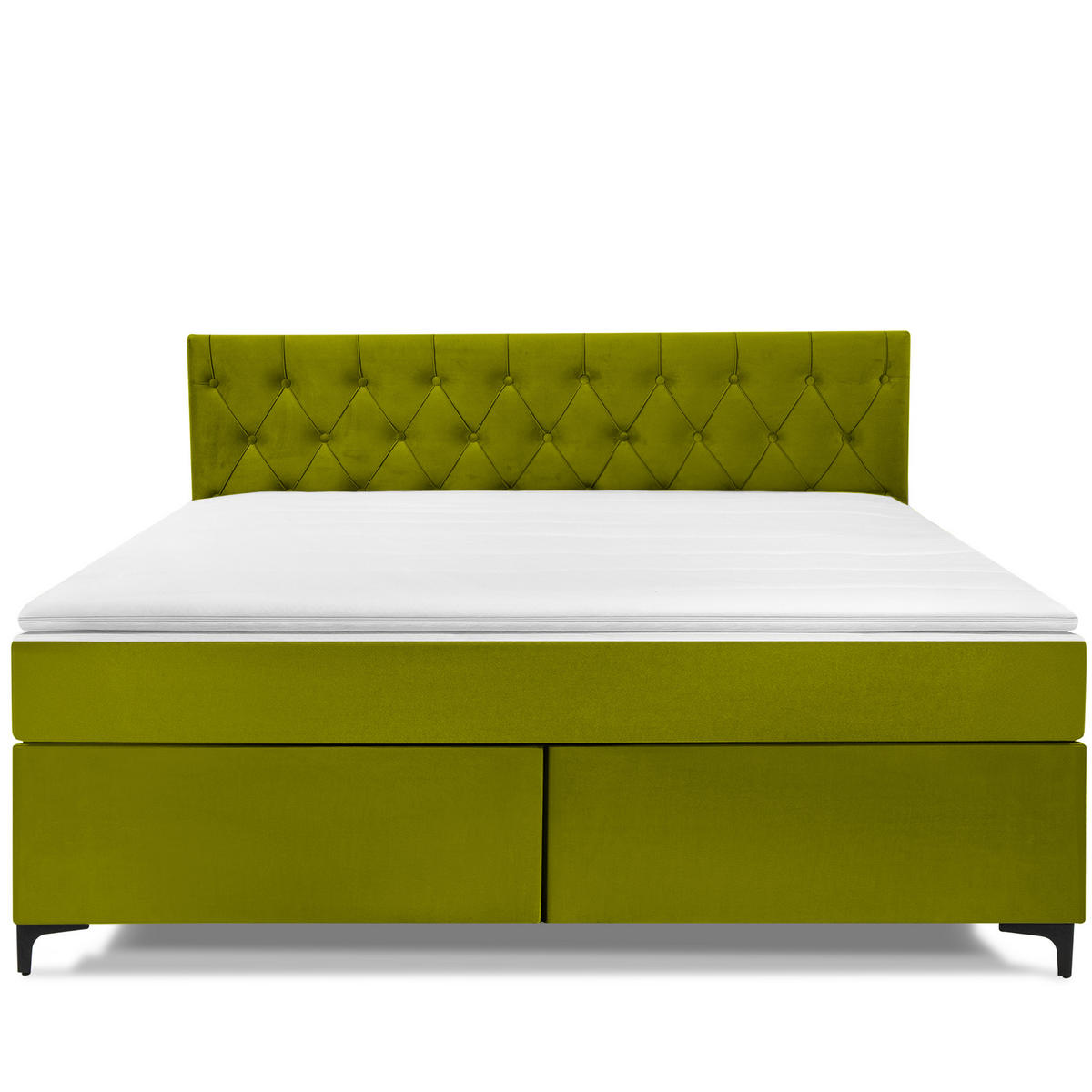 POLSTERBETT ARDEA, Oliv - Schwarz/Olivgrün, Holz/Holzwerkstoff (180/200cm) - KONSIMO®