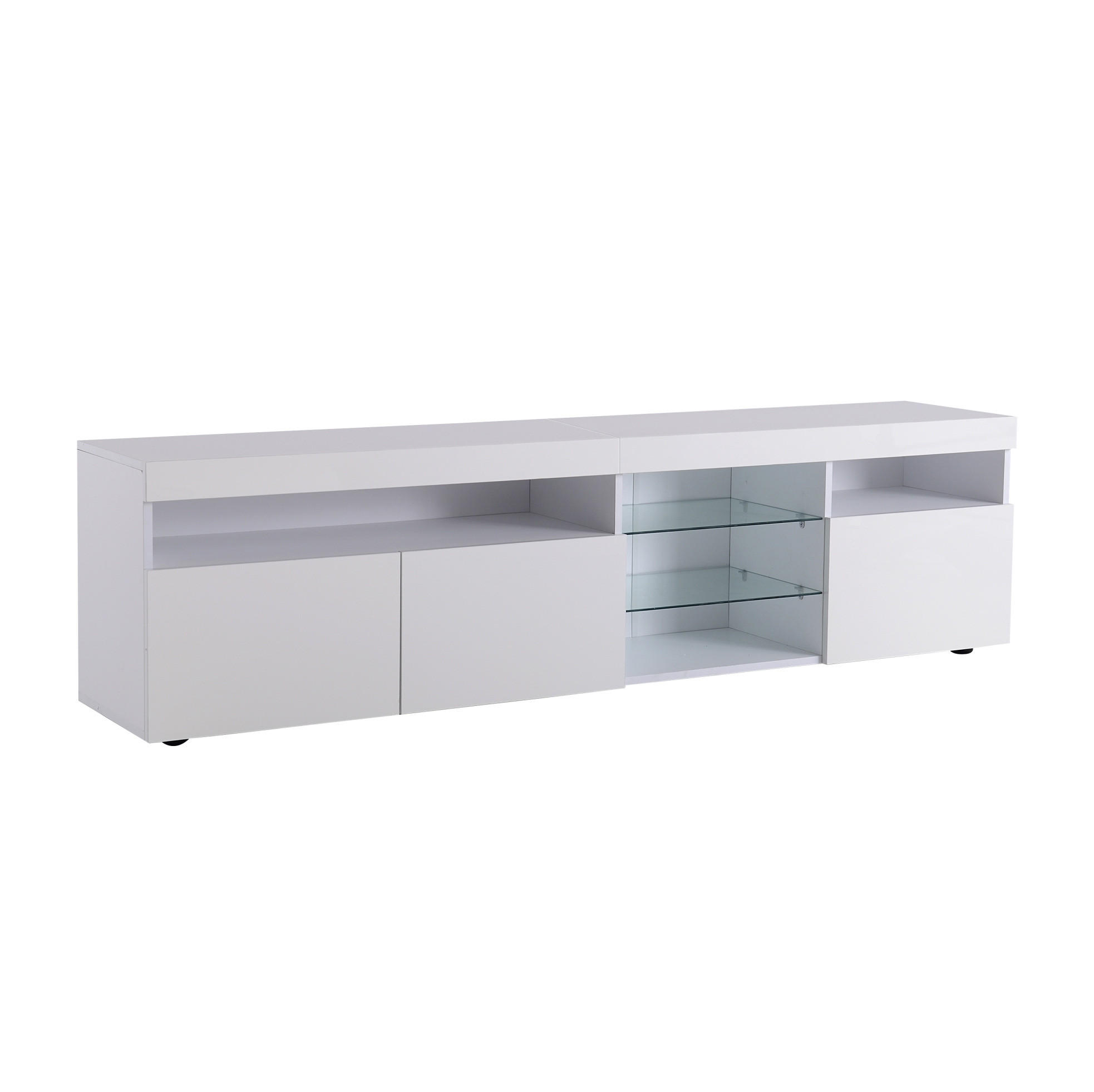 TV-LOWBOARD 180/35/48 cm in Weiß mit LED-Beleuchtung und 3 Türen - Weiß, Holzwerkstoff (180/48/35cm) - Flora Grace