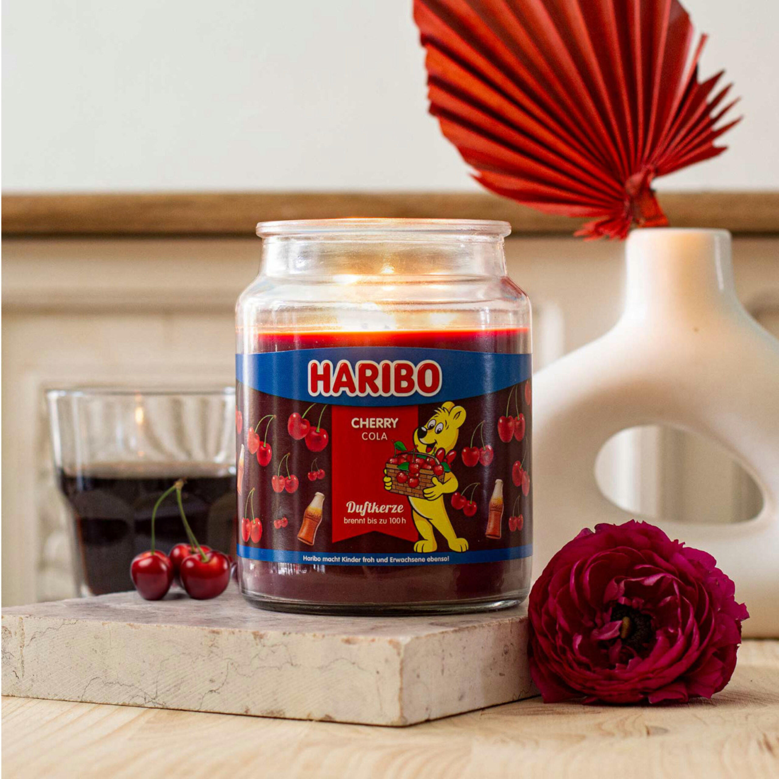 DUFTKERZE Haribo - Dunkelrot, Glas/Naturmaterialen (10/13cm)
