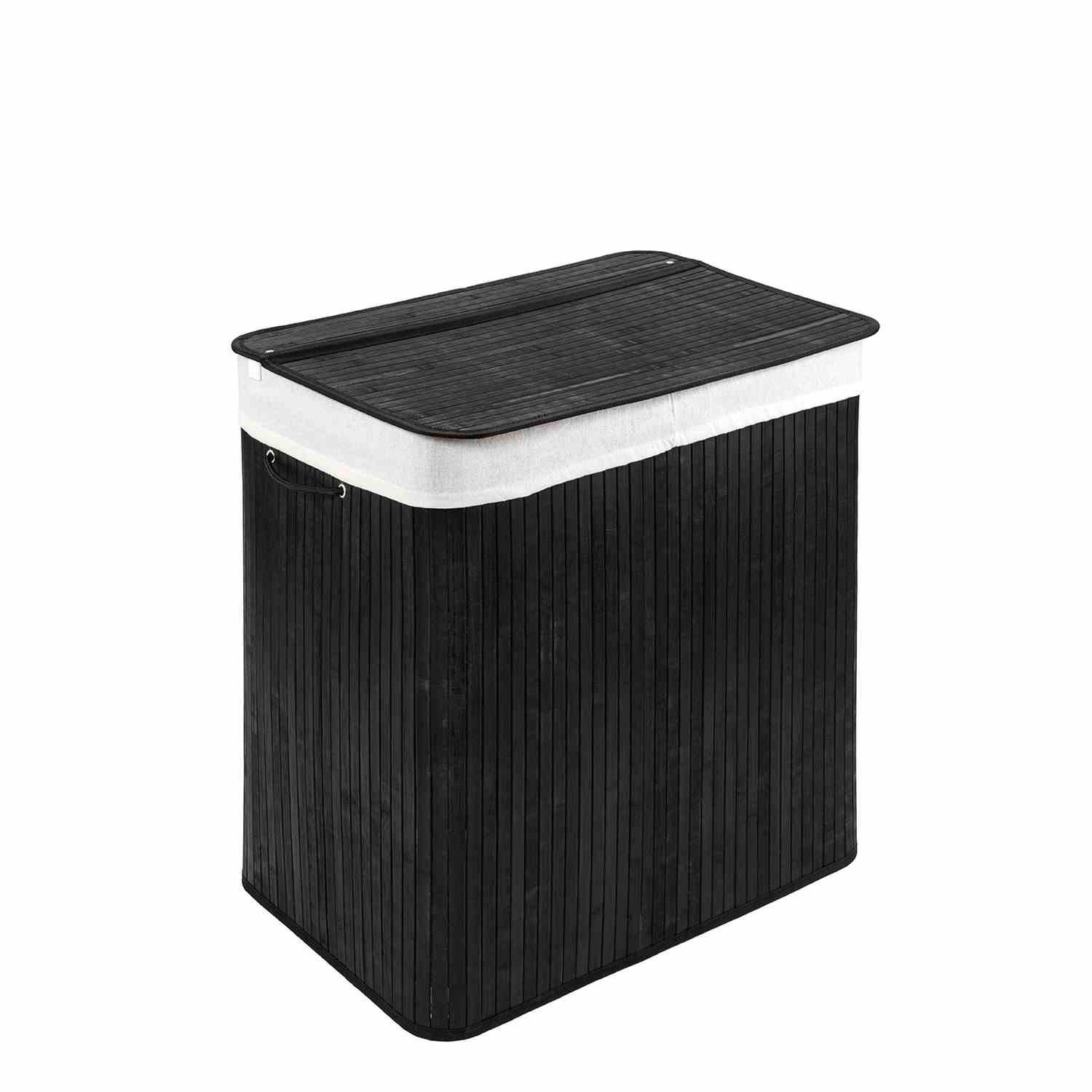 WÄSCHEKORB MIT DECKEL BAMBOO - Schwarz, Naturmaterialien (52/60/32cm) - WohnDirect