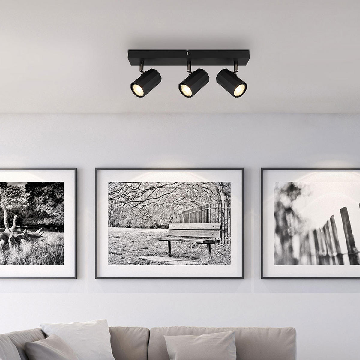 DECKENLEUCHTE JAMES Schwarz - Schwarz, Metall (39/6/14.5cm) - Globo Lighting