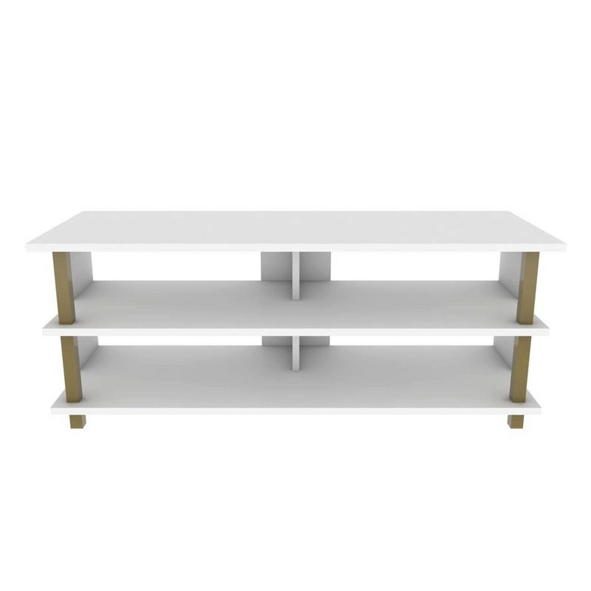TV Board Pueblo Gold-Weiß - Goldfarben/Weiß, Holzwerkstoff (120/47/45cm) - Decorotika